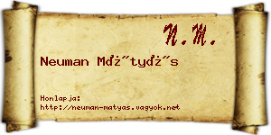 Neuman Mátyás névjegykártya